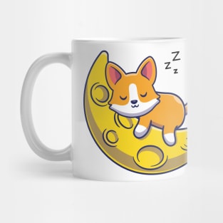 Cute Kawaii Fox Sleeping on Moon Mug